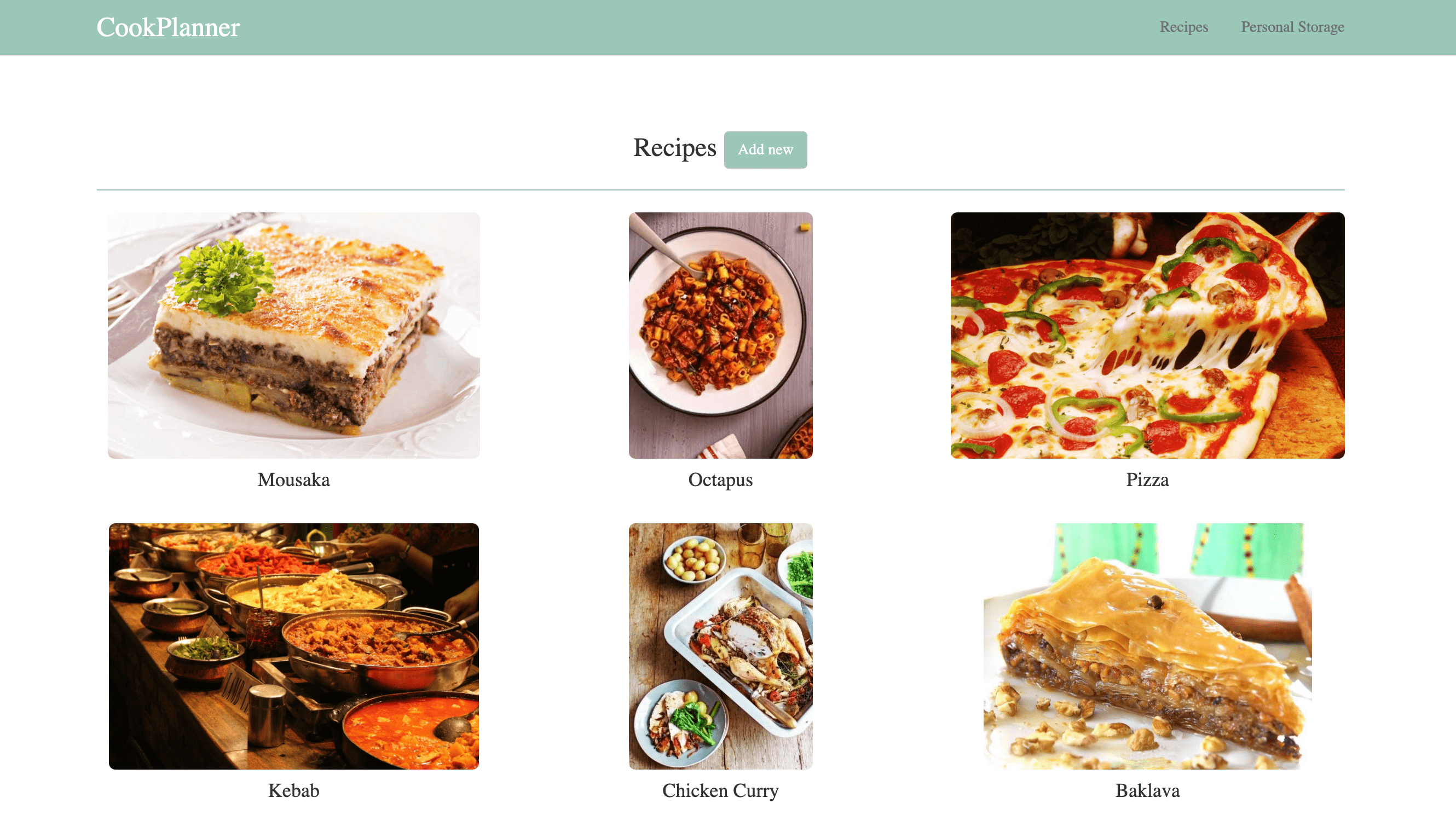 CookPlanner website screenshot